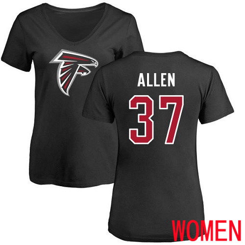 Atlanta Falcons Black Women Ricardo Allen Name And Number Logo NFL Football #37 T Shirt